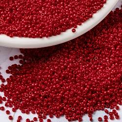 Miyuki runde Rocailles Perlen, japanische Saatperlen, 15/0, (rr408) undurchsichtig rot, 15/0, 1.5 mm, Bohrung: 0.7 mm, ca. 5555 Stk. / 10 g