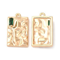 Brass Micro Pave Cubic Zirconia Pendants, Nickel Free, Rectangle, Real 18K Gold Plated, 22.5x13x4mm, Hole: 1.5mm