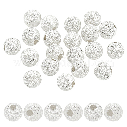 Pandahall Elite 20 Stück rund 925 strukturierte Perlen aus Sterlingsilber, Zwischenperlen, Silber, 4 mm, Bohrung: 1.2 mm