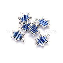 Miyuki & toho pendenti di perline giapponesi fatti a mano, modello telaio, esagramma, blu royal, 19~20x13.5~14.5x1.7mm, Foro: 2 mm