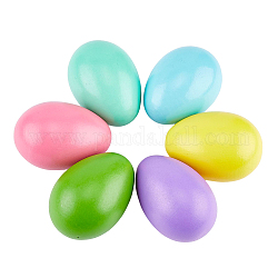 SUPERFINDINGS 6 Colors Wooden Easter Eggs Colorful Wood Simulation Eggs DIY Easter Egg Hanging Decoration Easter Wooden Ornaments fakes Eggs for Home, Tree