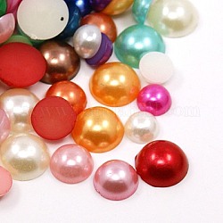 Acrylic Cabochons, Imitated Pearl, Half Round, Mixed Style, Mixed Color, 8~12x4~5mm