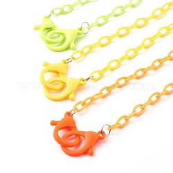 3 pièces 3 couleurs colliers de chaîne de câble en plastique abs personnalisés, chaînes de sac à main, avec fermoir pince de homard, couleur mixte, 18.98 pouce (48.2 cm), 1 pc / couleur