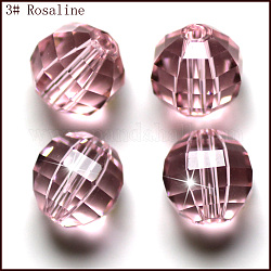 Imitation österreichischen Kristallperlen, Klasse aaa, facettiert, Runde, rosa, 10 mm, Bohrung: 0.9~1 mm