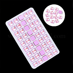 Прозрачные стеклянные кабошоны k9, плоский зад, квадратный, розовый жемчуг, 10x10x5 мм , около 45 шт / мешок