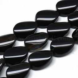 Brins de perles d'onyx noir naturel, teinte, torsion ovale  , 20x15x6~7mm, Trou: 1mm, Environ 10 pcs/chapelet, 7.8 pouce