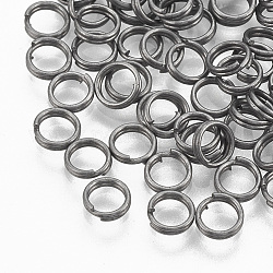 Anillos partidos de hierro, anillos de salto de doble bucle, sin plomo y cadmio, crudo (sin chapar), 8x1.4mm, aproximamente 6.5 mm de diámetro interior, aproximamente 6000 unidades / 1000 g