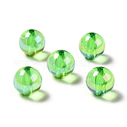 Placage uv perles acryliques irisées arc-en-ciel, ronde, verte, 15~15.5x15.5~16mm, Trou: 2.7mm