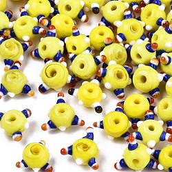 Fatti a mano perle di vetro irregolari, giallo, 10~11x11~12x7~8mm, Foro: 1.4~1.6 mm