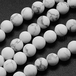 Fili di perline howlite naturale, smerigliato, tondo, 10mm, Foro: 1 mm, circa 38pcs/filo, 14.9 pollice