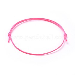 Fabrication de bracelet en corde de polyester ciré coréen écologiques, rose chaud, 10-5/8 pouce ~ 11 pouces (27~28 cm), 1mm