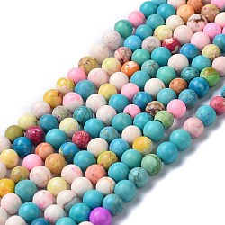 Natürliche Howlith Perlen Stränge, gefärbt und erhitzt, Runde, 6x6~7 mm, Bohrung: 1 mm, ca. 63 Stk. / Strang, 14.96 Zoll (38 cm)