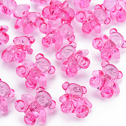 Perles en acrylique transparente, ours, camélia, 26.5x24.5x15mm, Trou: 3mm, environ 135 pcs/500 g