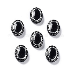 Perles acryliques opaques, métal enlacée, ovale, noir, 17.5x13x5.5mm, Trou: 1.6mm, environ 610 pcs/500 g
