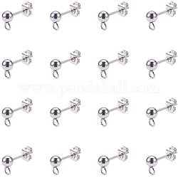 PandaHall Elite 20pcs 16x6mm 304 Stainless Steel Ear Stud Components With 304 Stainless Steel Ear Nuts Earrings Backs for Jewelry DIY Earring Making