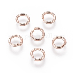 304 Stainless Steel Open Jump Rings, Rose Gold, 7x1.2mm, Inner Diameter: 5mm