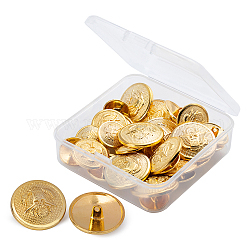 Olycraft Alloy Shank Buttons, Flat Round, Golden, 14.5x3mm, Hole: 2x3mm