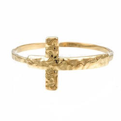 304 anello per polsino aperto a croce in acciaio inossidabile, anello grosso per le donne, oro, misura degli stati uniti 6 3/4 (17.1mm)