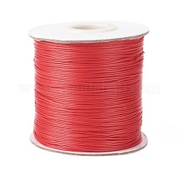 Cordón de poliéster encerado, Cuerda de la perla, de color rojo oscuro, 0.5mm, alrededor de 169.51~174.98 yarda (155~160 m) / rollo