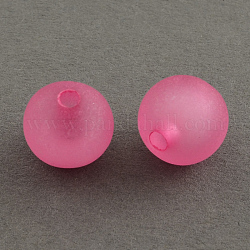 Frosted Acrylic Beads, Bead in Bead, Round, Camellia, 10mm, Hole: 2mm, about 980pcs/500g