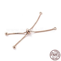 925 цепочка из стерлингового серебра со стопорными бусинами и петлями, изготовление слайдера, для браслета материалы, розовое золото , 106 мм, отверстие : 1.8 мм