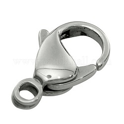 316 Stainless Steel Lobster Claw Clasps, Parrot Trigger Clasps, Manual Polishing, about 6.2mm wide, 12mm long, hole: 1mm