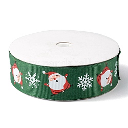 1 рулон репсовой ленты из полиэстера с рождественским принтом, Санта-Клаус снежинка плоские ленты, зелёные, 1 дюйм (25 мм), около 20.00 ярда (18.29 м) / рулон