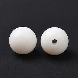 蓄光シリコーンビーズ  チーターのための咀嚼ビーズ  DIYの看護ネックレス用  ラウンド  ホワイト  12x11.5mm  穴：2mm