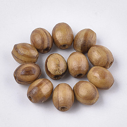 Perles en bois naturel de pin, non teint, ovale, Pérou, 10x8mm, Trou: 2~3mm