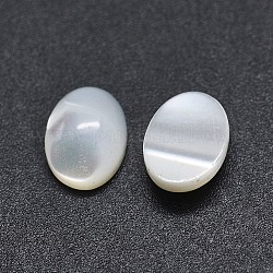 Shell Cabochons, Oval, White, 8x6x2~4mm