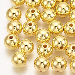 Perles en plastique ABS, ronde, plaqué or plaqué, 15.5~16x15mm, Trou: 2.5~3mm, environ 184 pcs/500 g