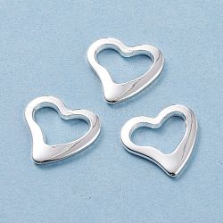 201 anelli di collegamento in acciaio inox, cuore, argento, 14.5x15x1.5mm, formato interno: 11x6 mm