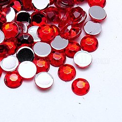 Imitation Taiwan Acrylic Rhinestone Flat Back Cabochons, Faceted, Half Round/Dome, Red, 14x4mm, about 500pcs/bag