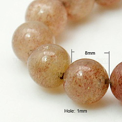 Natural Strawberry Quartz Beads Strands, Round, Sandy Brown, 8mm, Hole: 1mm, about 48pcs/strand, 15.5inch