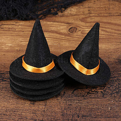 Cappello da strega in stoffa a tema halloween, per decorare la festa delle bambole, nero, 80x70mm