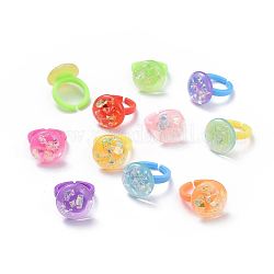 Акриловые кольца для манжет, со смолой, Дети ювелирных изделий, полукруглый, случайный смешанный цвет, случайный один цвет или случайный смешанный цвет, 13.5~14 мм