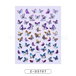 Наклейки для ногтей, самоклеящийся, для украшения ногтей, бабочки, разноцветные, 10x8 см