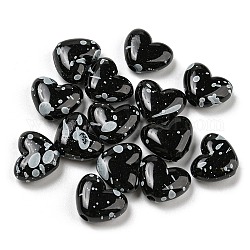 Perles acryliques opaques peintes à la bombe, cœur, noir, 11x14x6mm, Trou: 2mm