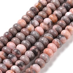 Chapelets de perles de jaspe zèbre rose naturel, rondelle, 8x5mm, Trou: 1.2mm, Environ 70~74 pcs/chapelet, 14.76~15.08'' (37.5~38.3 cm)
