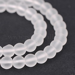 Chapelets de perles rondes en quartz mat naturel, 8mm, Trou: 1mm, Environ 48 pcs/chapelet, 15.1 pouce