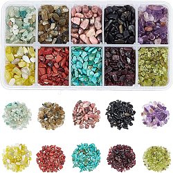Nbeads 1 Box natürliche Chip-Edelsteinperlen ungebohrt, 10 Farben ohne Loch Steinperlen unregelmäßig geformte lose Perlen für die Schmuckherstellung als Bastelgeschenk, 0.08~0.39