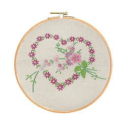 刺繍スターターキット  刺繍生地と糸を含む  針  指示シート  バレンタインデーのハートと花  ハート  270x270mm
