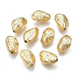 Perline in ottone, cadmio & nichel &piombo libero, imitazione pepita di pietra, vero placcato oro 18k, 15x10x7.5mm, Foro: 1.5 mm