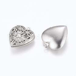 304 Stainless Steel Diffuser Locket Pendants, Photo Frame Charms for Necklaces, Heart, Stainless Steel Color, 22.5x19.5x6.5mm, Hole: 1.5mm, Inner Size: 11x14mm