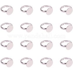 Bases de anillo de almohadilla de latón, sin plomo y el cadmio, ajustable, plata, Bandeja: 12 mm, tamaño de 7, 17mm, 50 unidades / caja