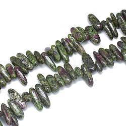 Chapelets de perles de rubis en zoïsite naturelle, puce, 10~30x5~10x3~9mm, Trou: 1mm, Environ 65~85 pcs/chapelet, 14.9 pouce