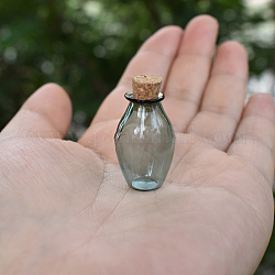 Adorno de botellas de corcho de vidrio ovalado, vaso vacío deseando botellas, decoraciones de casas de muñecas, gris pizarra oscuro, 25x16.5mm