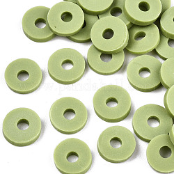 Handmade Polymer Clay Beads, for DIY Jewelry Crafts Supplies, Disc/Flat Round, Heishi Beads, Yellow Green, 4x1mm, Hole: 1mm, about 55000pcs/1000g