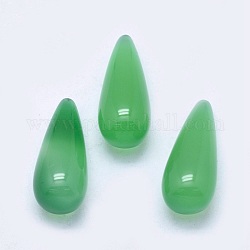 Perles d'agate naturelles, teints et chauffée, larme, pas de trous / non percés, vert clair, 20.5x9mm