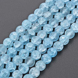 Chapelets de perles en verre craquelé, teints et chauffée, mat, ronde, bleuet, 6mm, Trou: 1mm, Environ 65~68 pcs/chapelet, 15.35~15.75 pouce (39~40 cm)